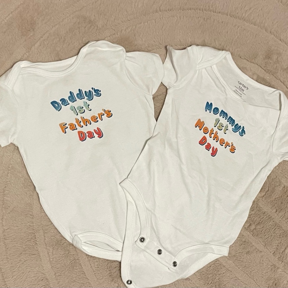 White Father's & Mother’s Day Kids One Piece Set